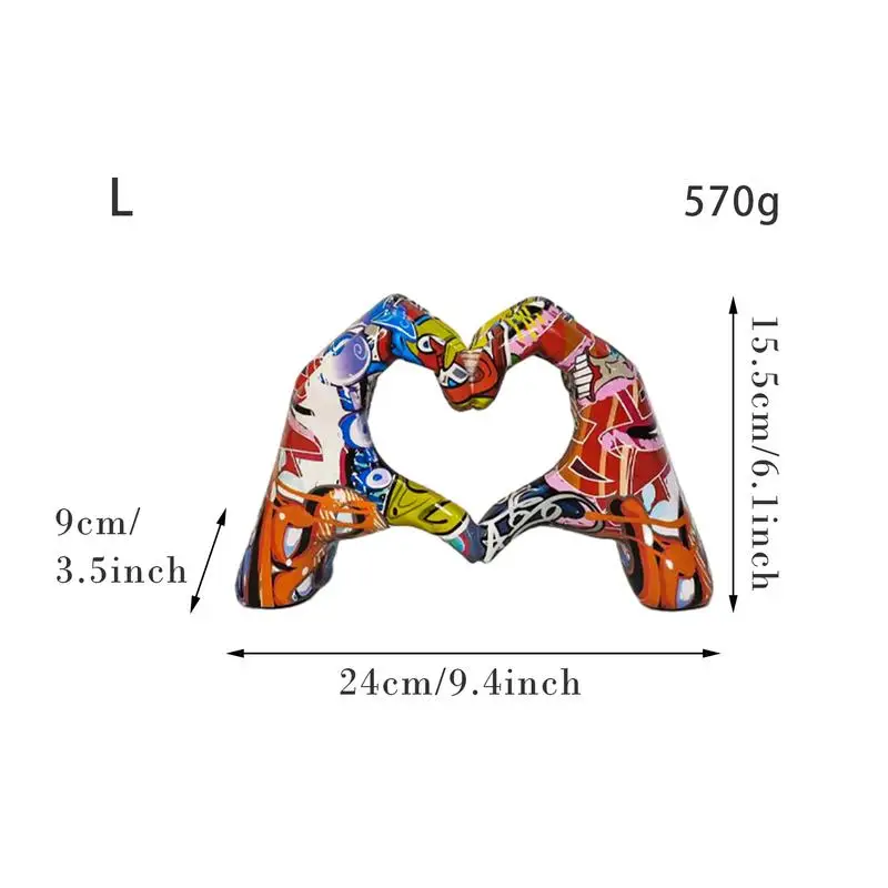 Colorful love gesture ornament, resin craft decoration for home living room desktop and bookshelf, couple, Valentine\'s Day gift