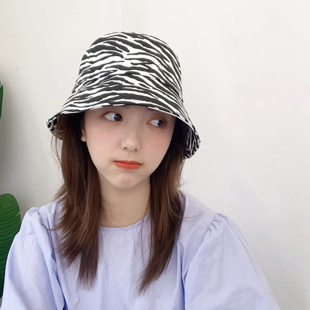 Zebra Stripe Bucket Sun Hat Lightweight Foldable Uv Protection for Beach Vacation Outdoor Sports Camping Hiking Fishing Travel