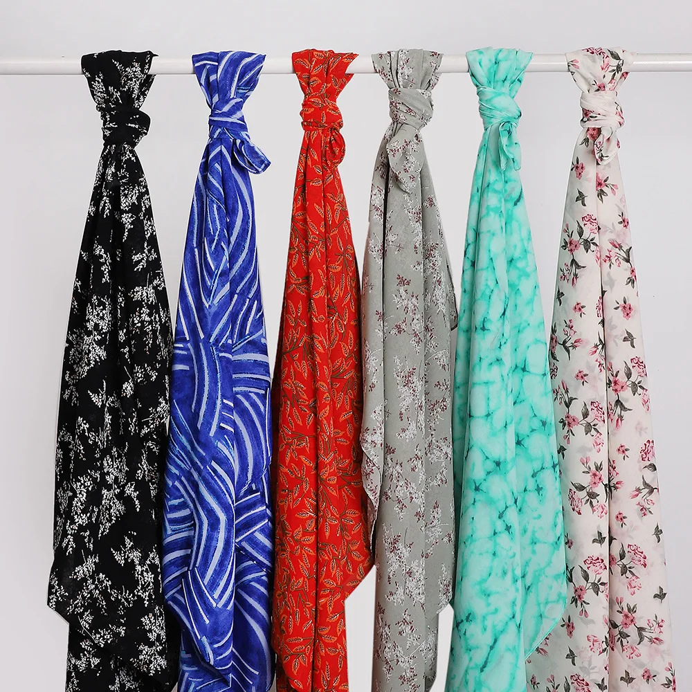 New Printed Hijabs Shawl Bubble Chiffon Hijabs Woman Design Flower Shawls Muslim Scarves Headscarf Wraps Turbans Long Scarves