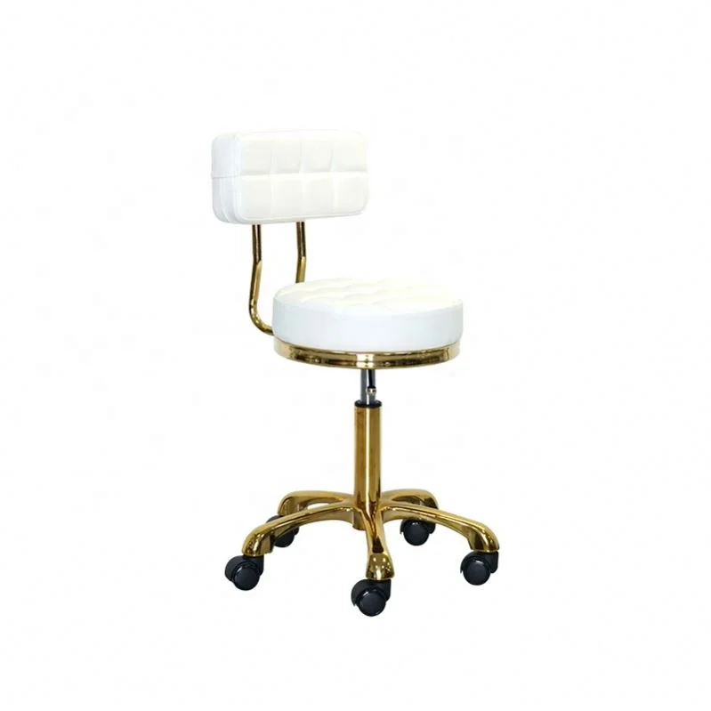 Beauty SPA Adjustable Rolling Hairdressing Gold Master Chair Salon Stool
