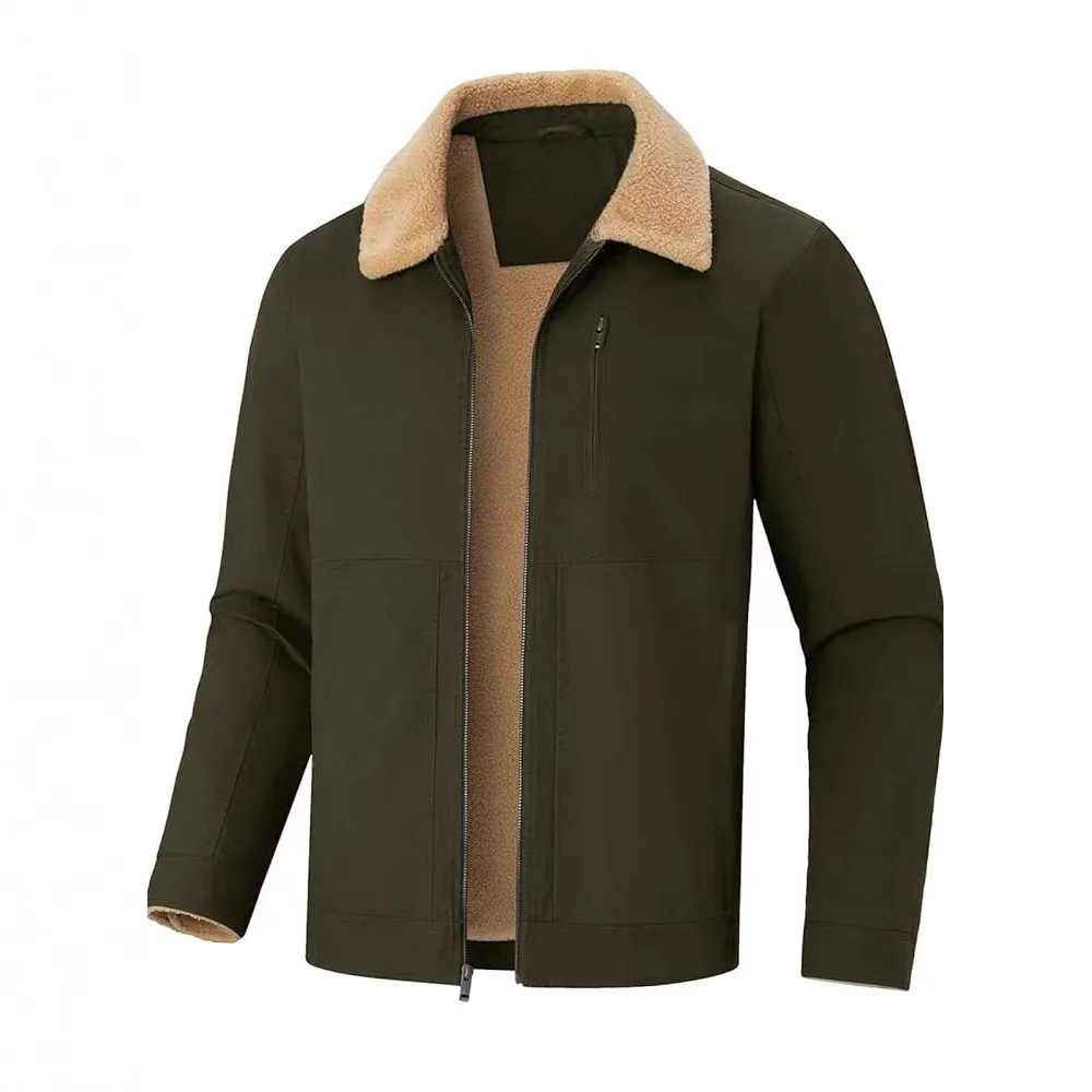 

Мужская однотонная флисовая куртка нового стиля с длинными рукавами и воротником на осень/зиму 2025 года, подходит для широкого спектра случаев