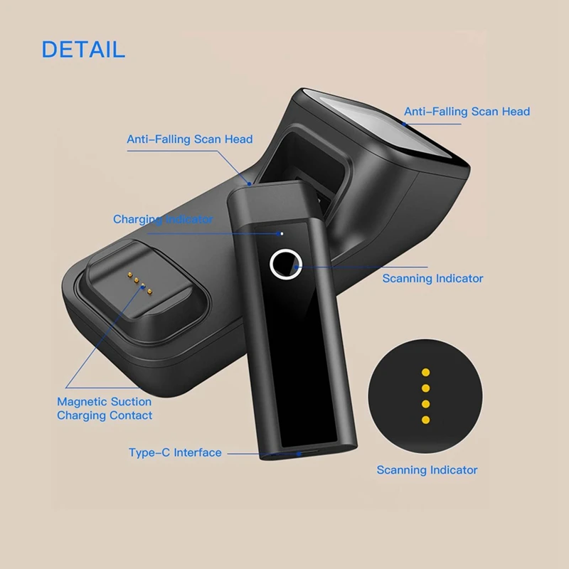 Handheld 1D/2D/QR Bar Code Reader BT & 2.4G Wireless & USB Wired Connection Easy To Use