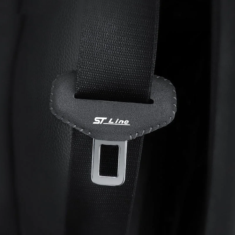 Suede Car Seat Belt Buckle Clip Cover Protector Accessories For Ford ST Line Fiesta Focus x 2 3 Edition Car KUGA Mondeo Ecosport