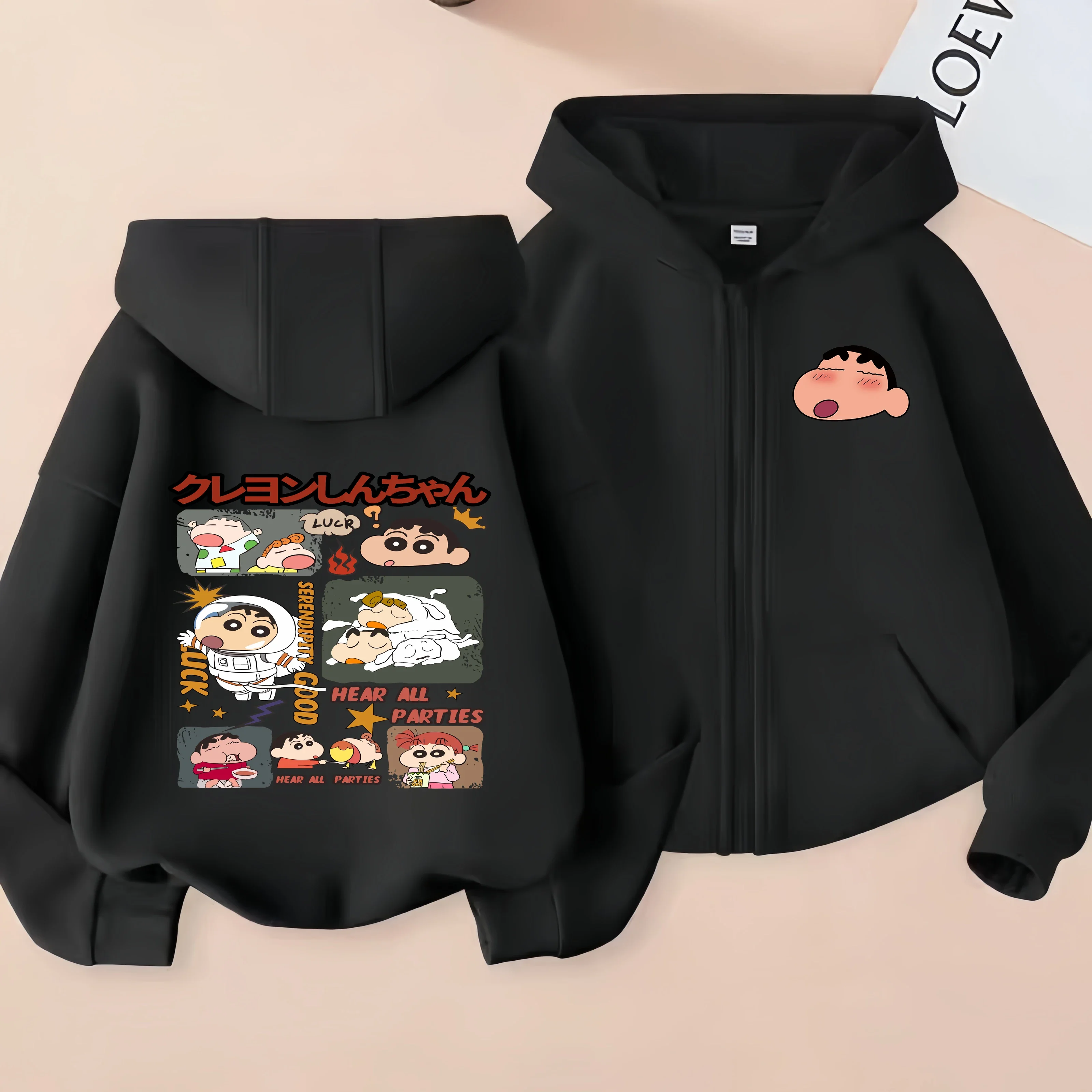 Shin-chan Sudadera con capucha con cara divertida Ropa para niños Ropa de abrigo de primavera de moda