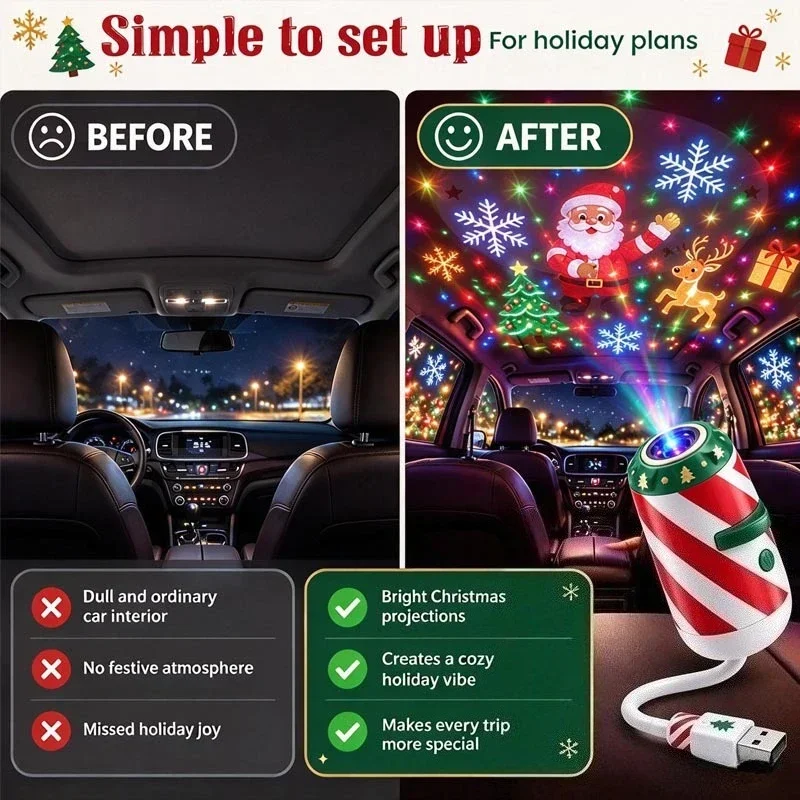 USB Powered HD Christmas Projector Plug and Play Ceiling Light Snowman Lamp Indoor Holiday Decoration for a Home Party Room Use