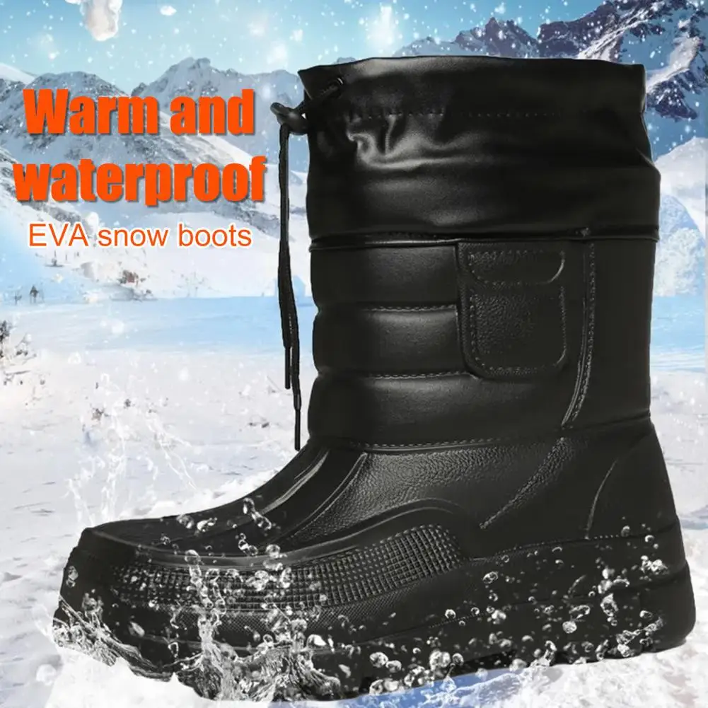 أحذية رجالية متوسطة الساق للاستخدام الخارجي مقاومة للماء للرجال -40 °   حذاء نسائي دافئ للأزواج ذو نعل سميك غير قابل للانزلاق مقاس كبير