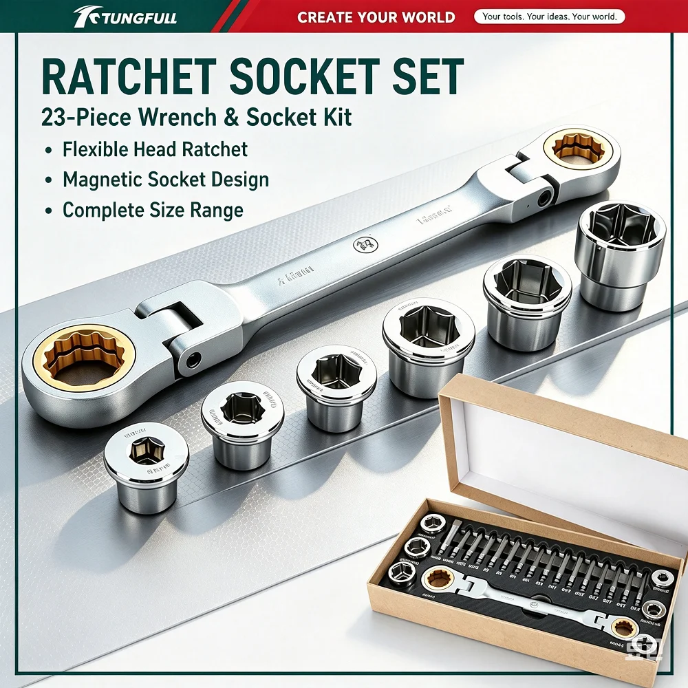 tungfull-swivel-flexible-head-ratchet-spanner-fo-3140-wrench-set-with-sockets-screwdriver-bits-auto-household-repair-tools