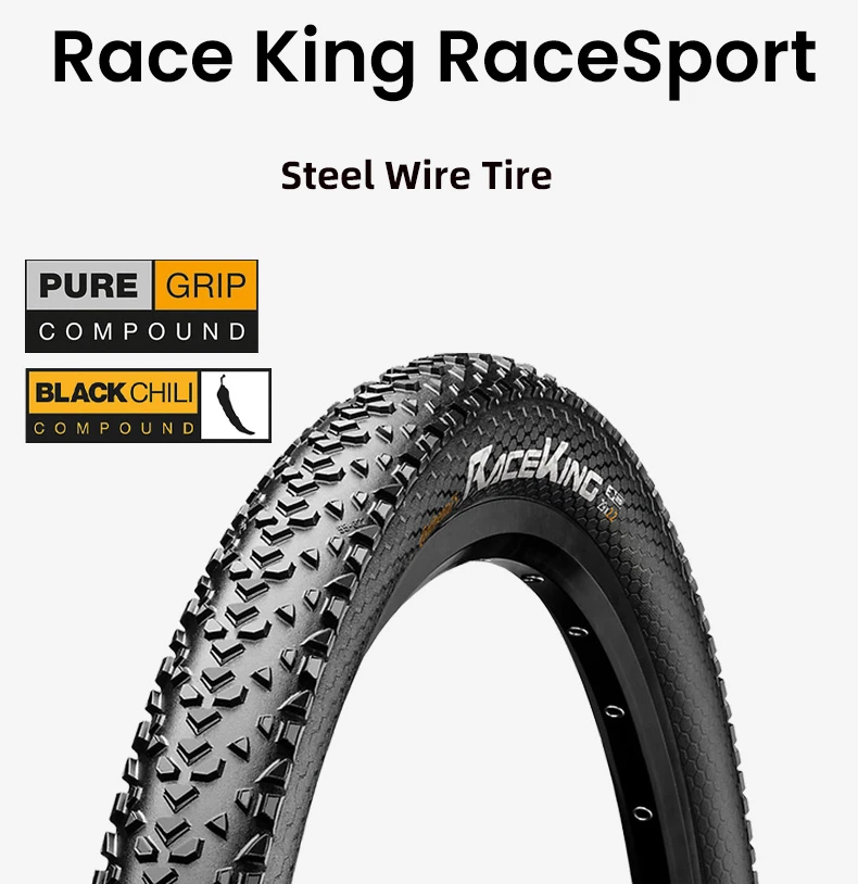 Continental MTB Tire Race King 26 27.5 29 2.0 2.2 Tire Rim 180TPI Bicycle No-Folding Tire Steel Wire Tyre Anti Puncture