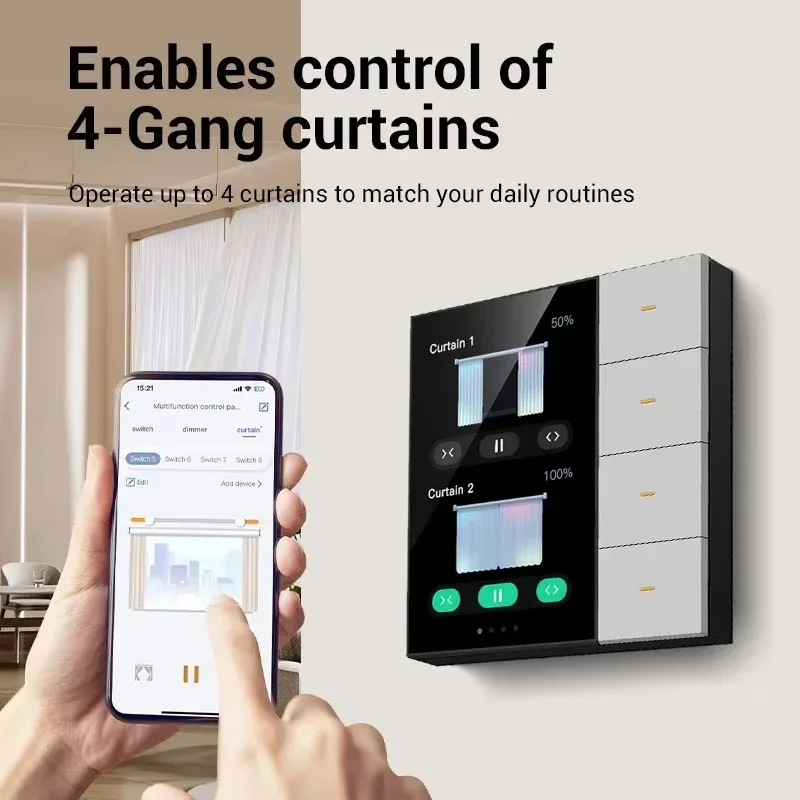 

TUYA Zigbee Умная центральная панель управления Настенный переключатель Сенсорный экран 4 групповых переключателя Режим сцены 4-полосное реле 4 кнопки Вход AC110-250V