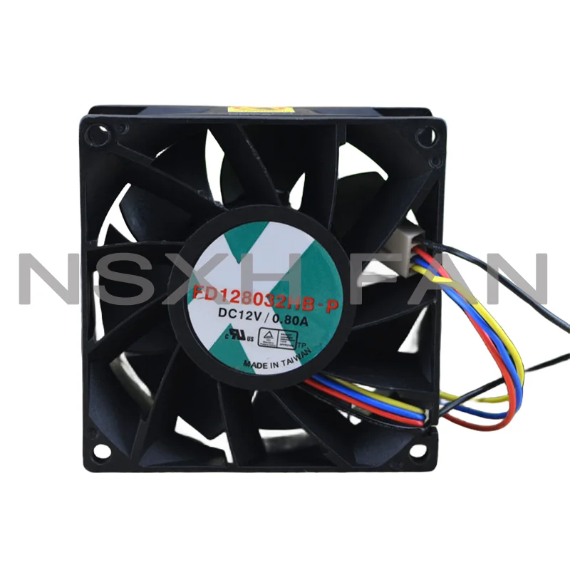 FD128032HB-P-ventilador de refrigeración, 12V, 0.80A, 8032, 8CM, 4 cables