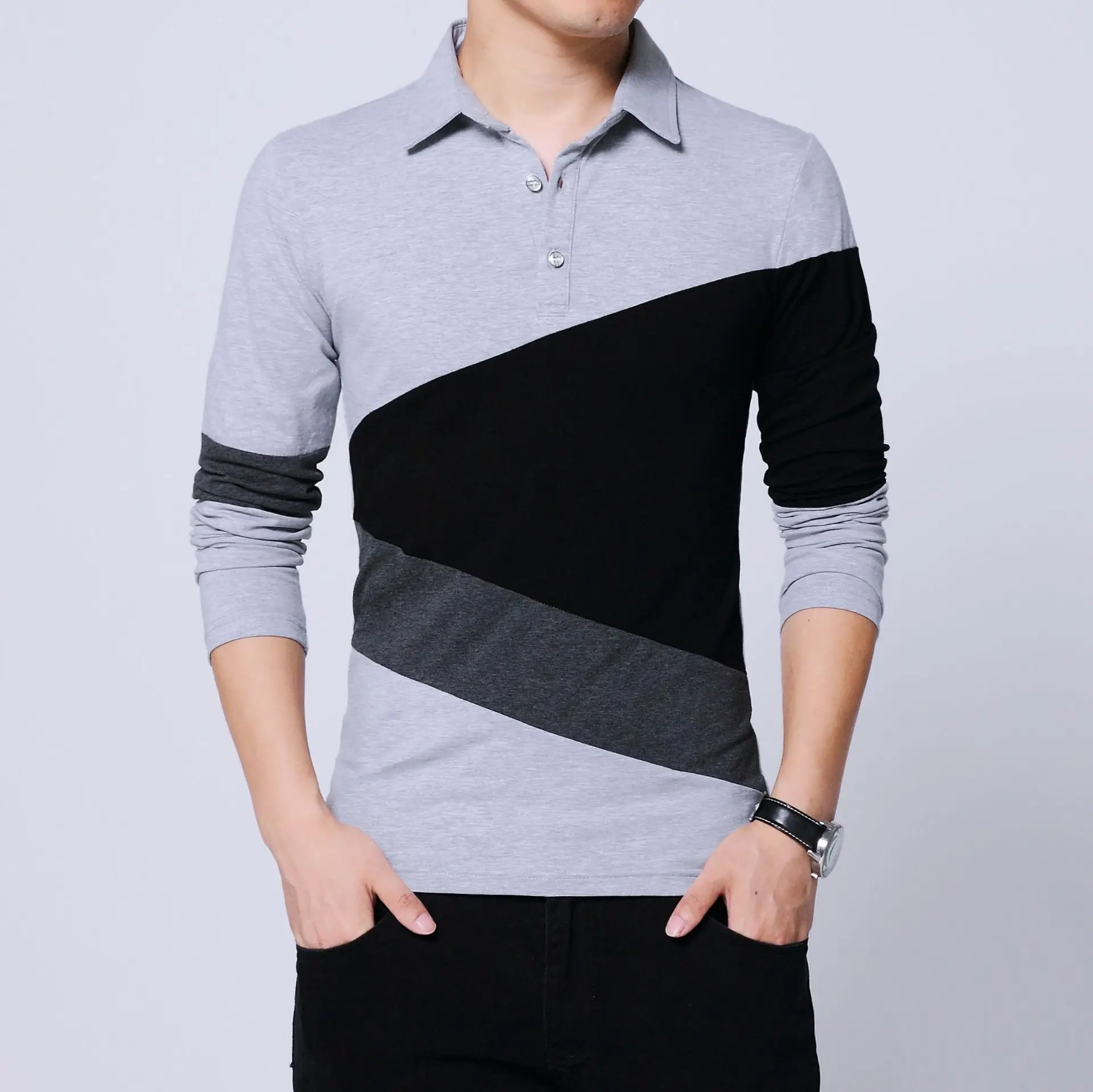 Men's Long Sleeve Contrast T Shirt 2024