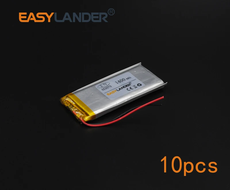 

10pcs/Lot 3.7V 1400mAh 653070 Rechargeable li Polymer Li-ion Battery For electronic part DIY lighting Oticon Streamer GPS MP5
