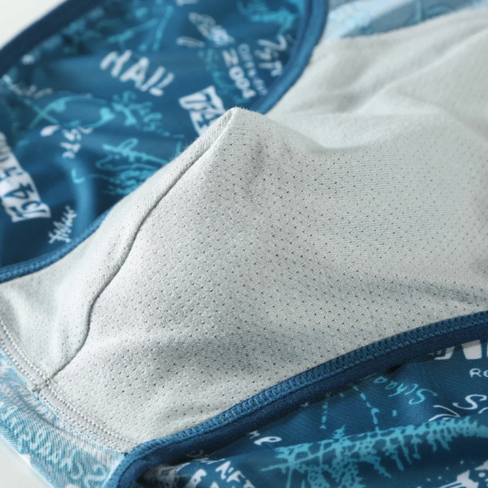 XL-XXXXL Men Printed Sexy Middle Rise Underwear Briefs Ultrathin Ice Silk Cooling Breathable Panties Undershorts