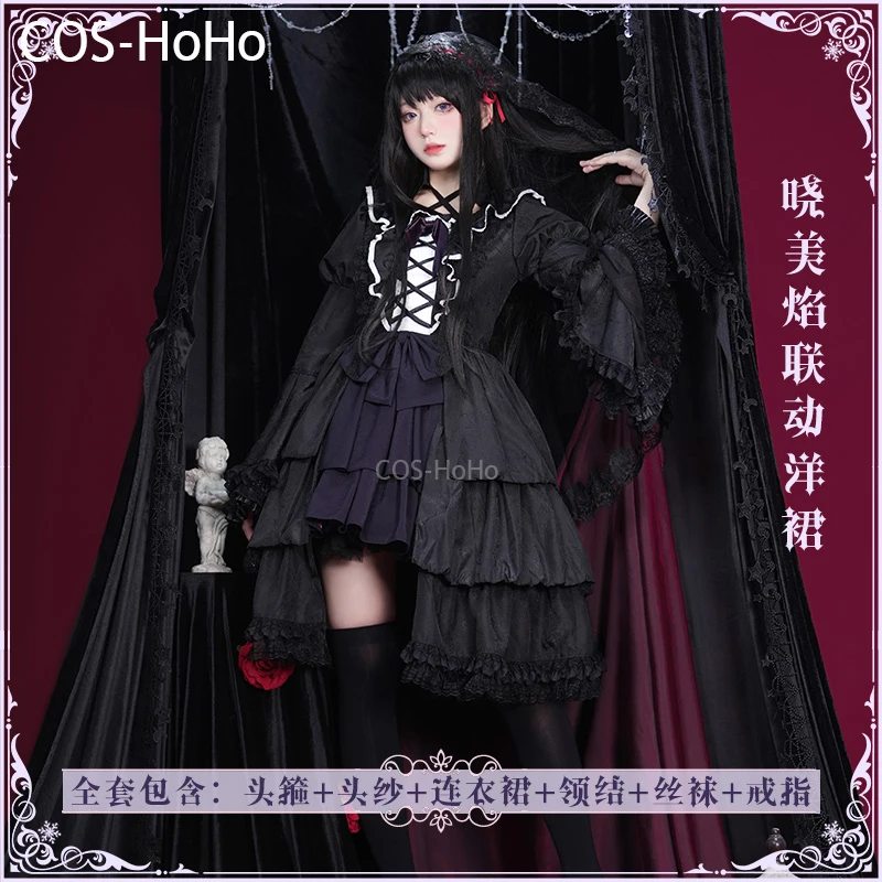 COS-HoHo Anime Puella Magi Madoka Magica Akemi Homura Sweet Lovely Lolita Dress Cosplay Costume Halloween Party Outfit Women