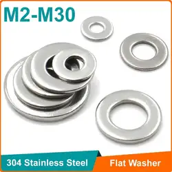 Arandelas de acero inoxidable, arandelas planas de 1-100 piezas, M2, M2.5, M3, M4, M5, M8, M10, M12, M14, M16, M18, M20, M22, M27, DIN125