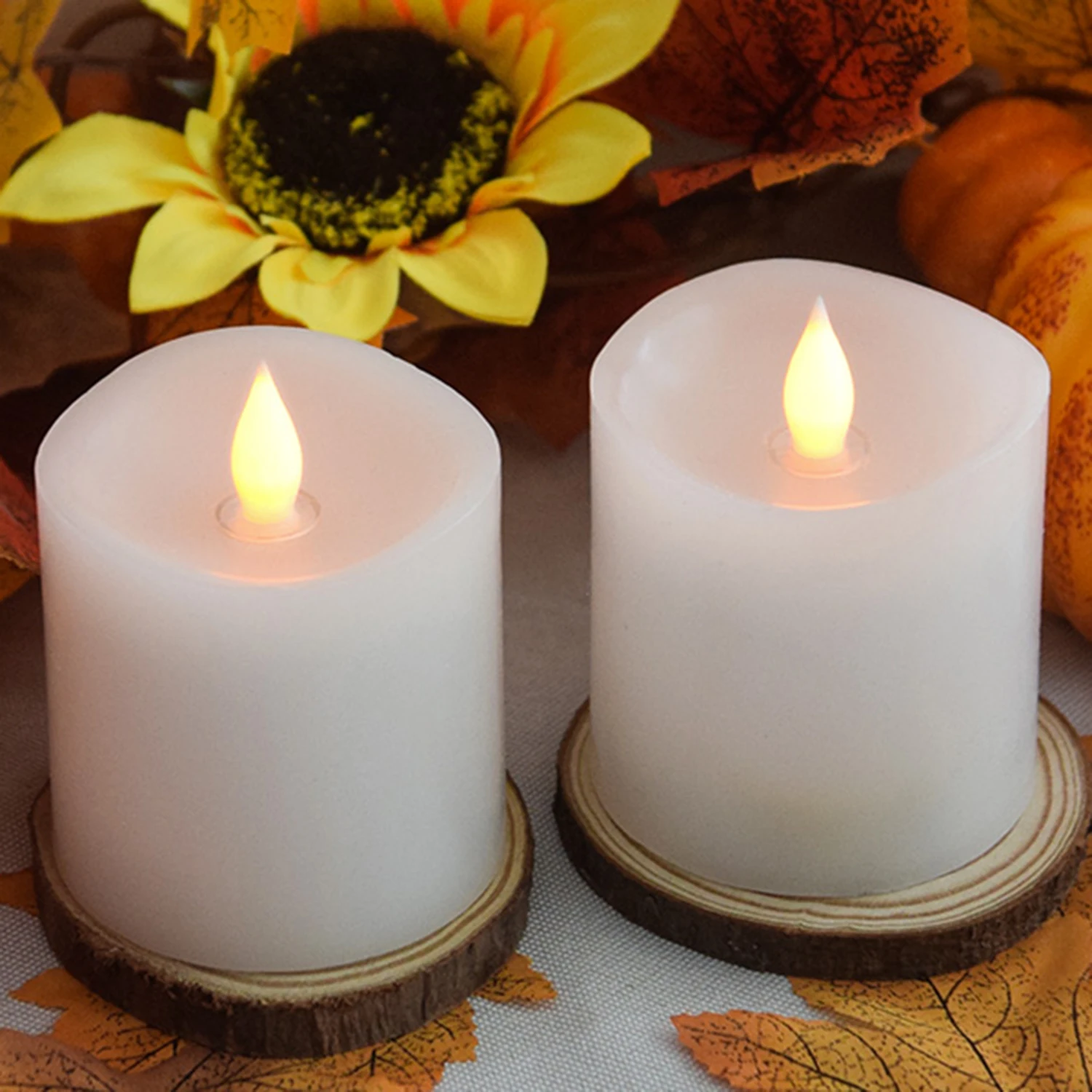 Ivory Flameless Pillar Candles with Remote, LED Candles Battery Operated, Real Wax Electric Candles Flickering