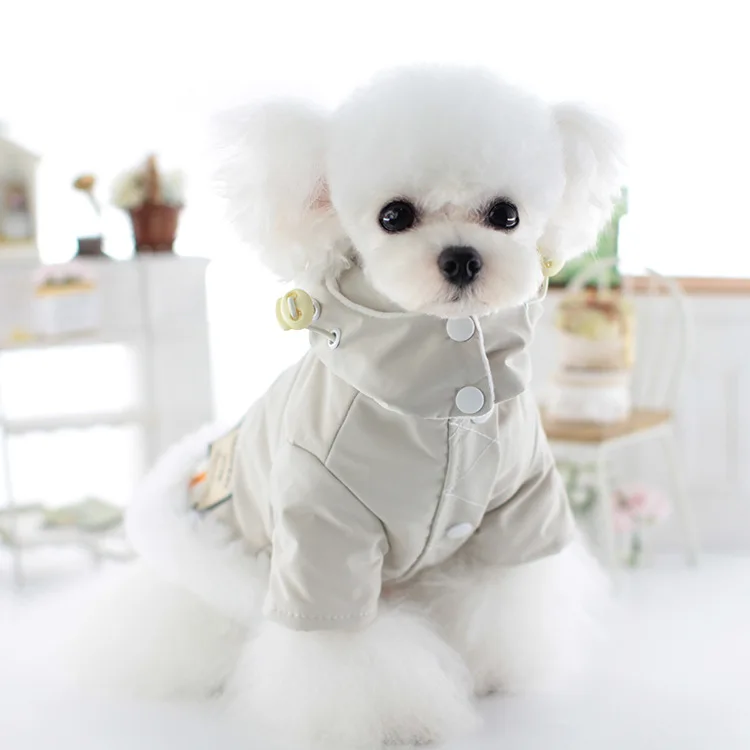 Dog Clothes Autumn/Winter Hat Cotton Coat Dog Parkas Plush Edge Teddy Bear Cat Pet Clothes for Small Dogs Puppy Jacket