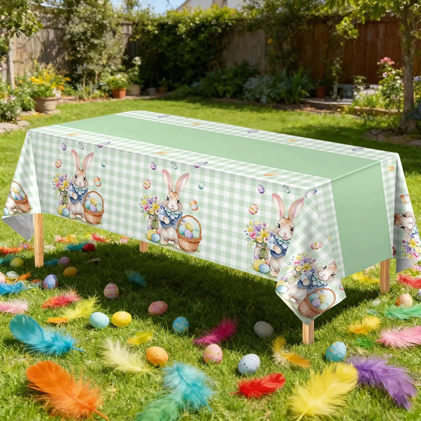 Colorful Easter Eggs Tablecloths Waterproof Table Cover Rectangle Table Cover Decorations for Picnic Restaurant Kitchen Dining