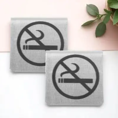 

2Pcs No-Smoking Table Signs Stainless Steel Sturdy Double-Sided Indoor Outdoor Party Restaurant Hotel Banquet Wedding