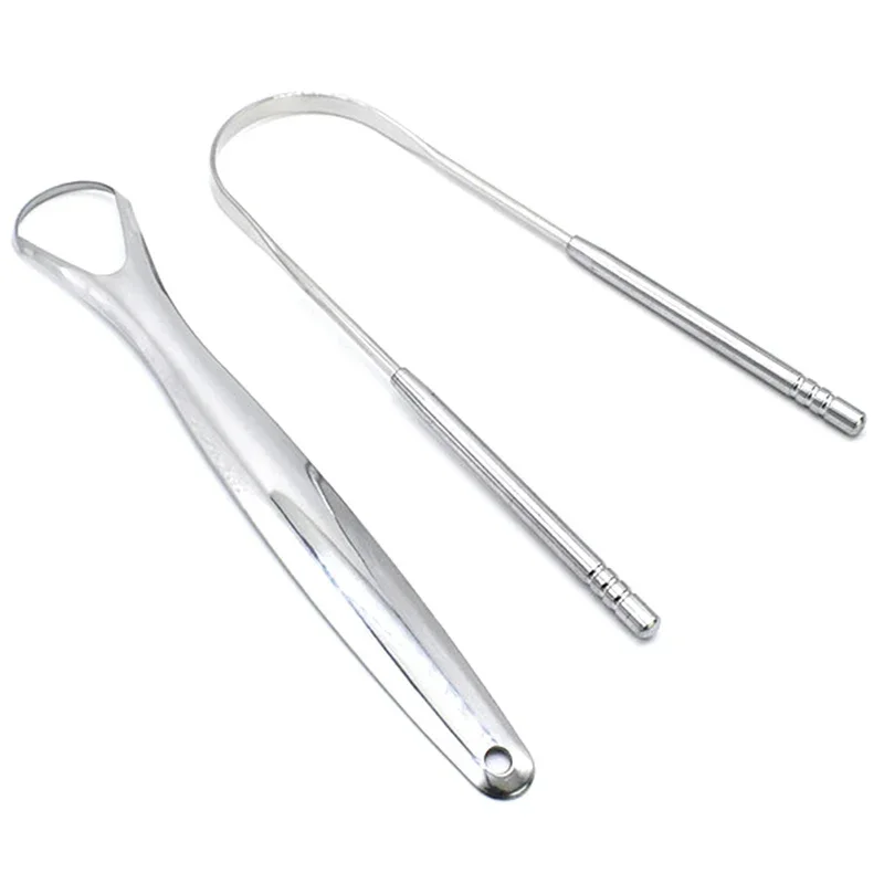 2Pcs Tongue Scraper Stainless Steel Tongue Cleaner Oral Care Hygiene Scraper Dental Oral Care Hygiene Health Care Tool