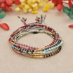 Miyuki Bracelet Handmade Weave Rope Chain Natural Stone Beaded Bracelet Women Girls Bohemian Bangle Jewelry Accessories Gifts