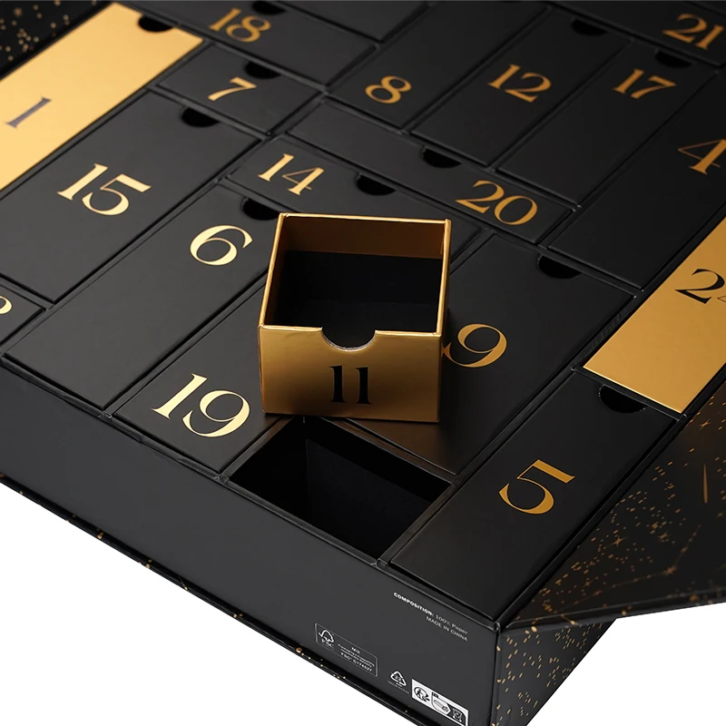 2025.Advent Calendars Christmas Surprise Double Door Magnetic Gift Box Chocolate Dessert Package Paper Box Hard Cardboard Custom