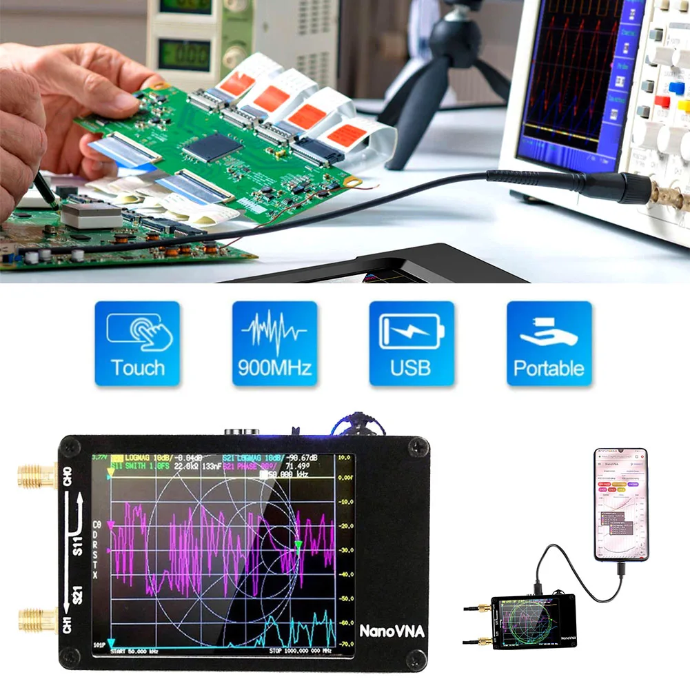 Imagem -06 - Analisador da Antena da Rede do Vetor de Nanovna-h 10khz1.5ghz mf hf Vhf Uhf com Escudo sd Slot para Cartão Supprt 32g Digital Nano Vna-h Tester