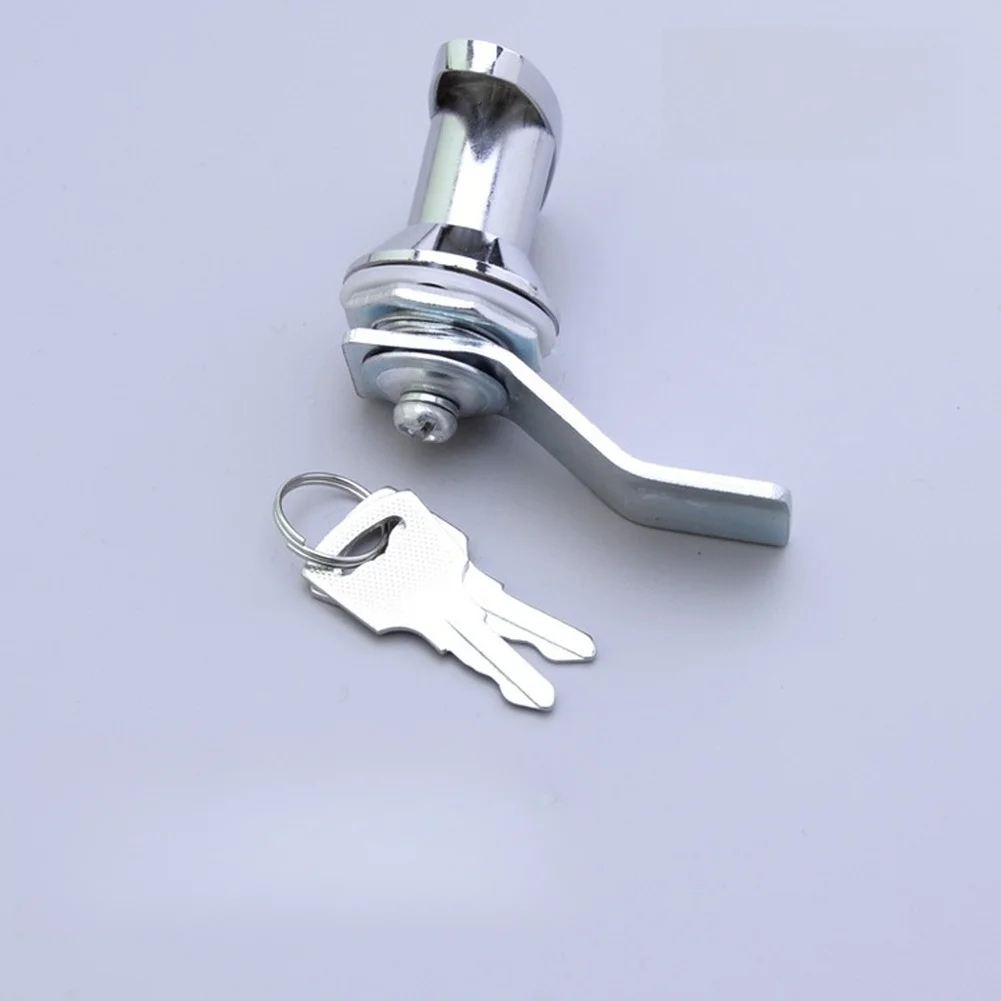 Zinc Alloy Handle Lock for Distribution Cabinets with Chrome Finish and Compatibility with Common Mounting Patterns