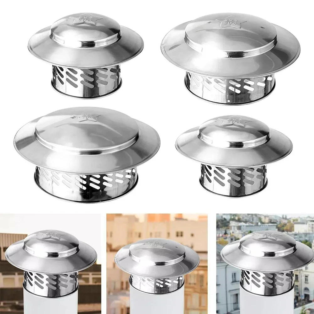 Stainles Steel Chimney Cap Exterior Wall Fresh Air Outlet Roof Pipe Exhaust Hood 80/110/160/200mm Chimney Cap Home Improvement