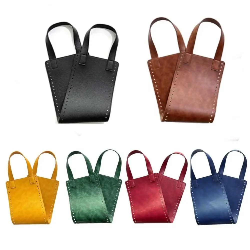 Retro DIY Knitting Crochet Handbag PU Tote Shoulder Bag Sewing Accessories Bottoms Handles Handmade Bag Parts Making Bag