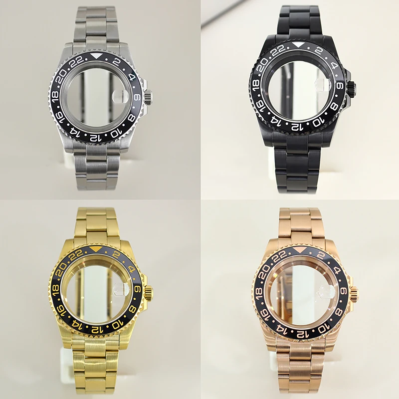 

40mm NH35 Men's Watch Case Brushed Strap Sapphire Glass For GMT NH35 NH36 NH34 NH38 4R36 Miyota8215 Eta2824 Movement 28.5mm Dial