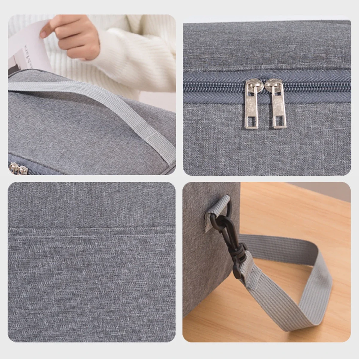Isolierte Tasche, Lunchbox, Handtasche, quadratische Isoliertasche, verdickte Bento-Tasche aus Aluminiumfolie, für Büroangestellte, Studenten zum Mitnehmen von Speisen, L – Detail 15