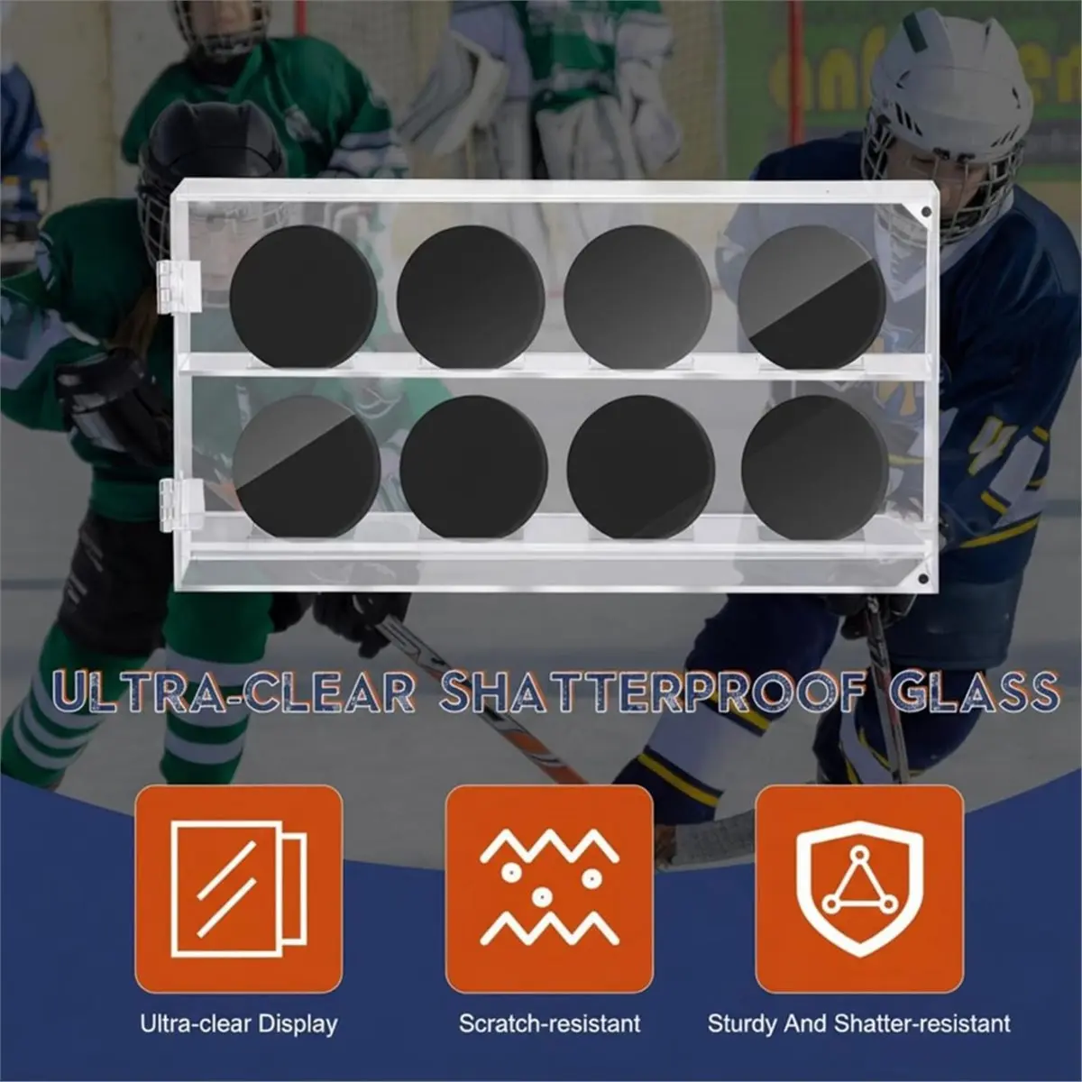 Acrylic Hockey Puck Display Case Holders Shadow Box Showcase Wall Mount Desktop for Ice Hockey