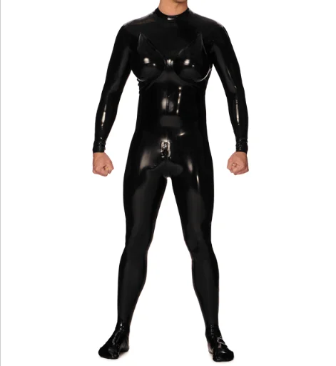 

100%Latex Rubber Gummi Black men's bodysuit racing uniform party role play hand customized high-quality 0.4mm XS-XXL