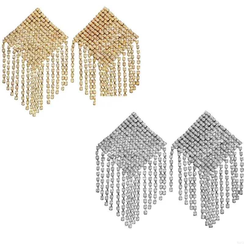 M6CD Rhinestones Tassels Nipple Cover for Carnivals Party Pasties Chain