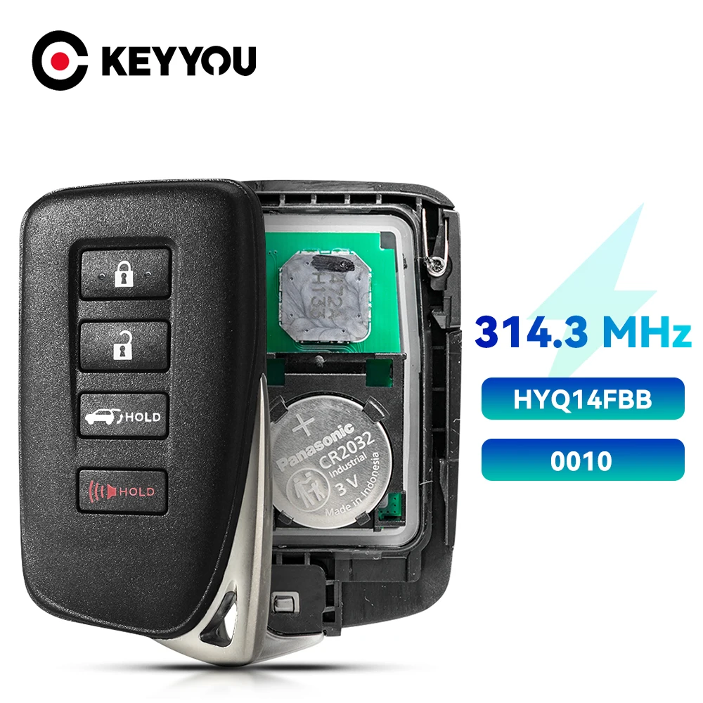 

KEYYOU 4 Buttons For Lexus RX350 RX450h RX450hL 2016 2017 2018 2019 HYQ14FBB 314.3MHz SUV 0010 Smart Remote Key