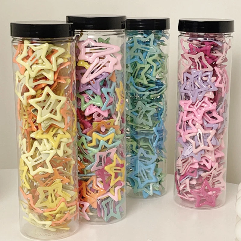 10/20/30Pcs Y2K Bobby Pin Girl Colorful Stars Barrettes Metal Snap Clips Korean BB Hairpins Crab Stick Headwear Hair Accessories