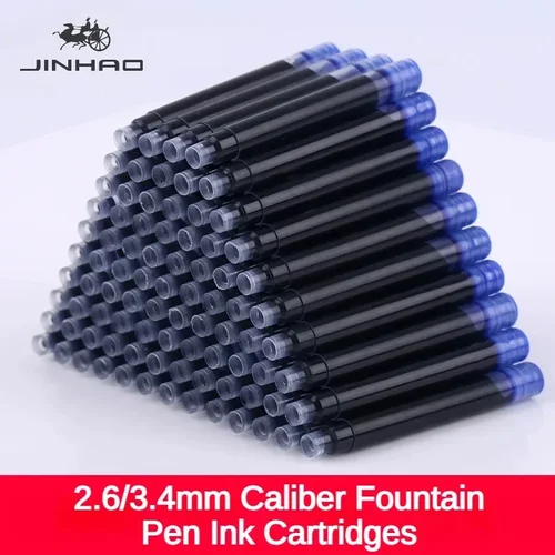 Imagen 2 del producto 500/10 Uds JINHAO 2,6mm/3,4mm negro/azul pluma estilográfica tinta Universal cartuchos recargas papelería escuela Oficina suministros