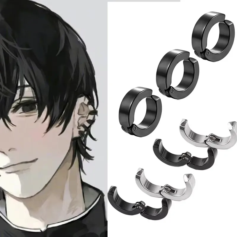 Anime Chainsaw Man Earrings Yoshida Hirofumi Stainless Steel Ear Bone Clip for Women Men Cosplay Jewelry Accessories