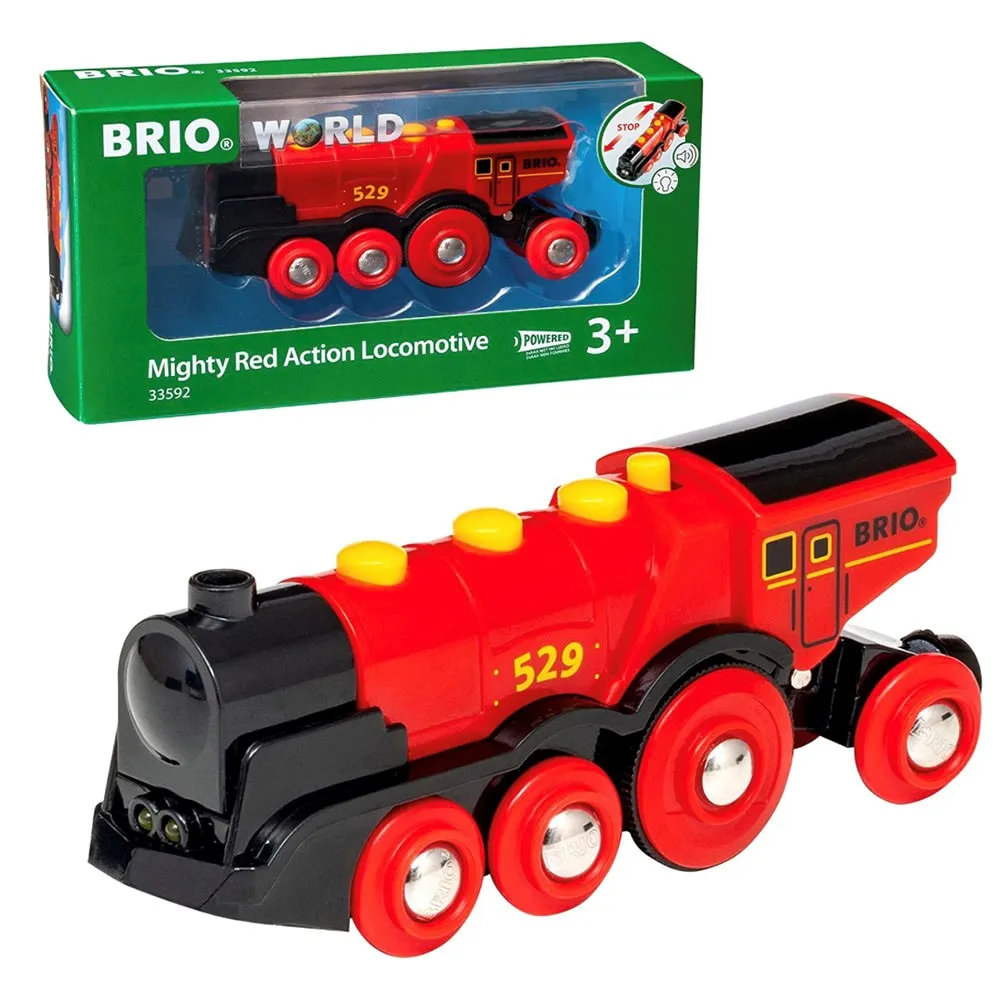 BRIO World Mighty Red Action Locomotive Battery Powered Train for Kids Age 3 Years Up - Compatible with all BRIO Railway Sets &