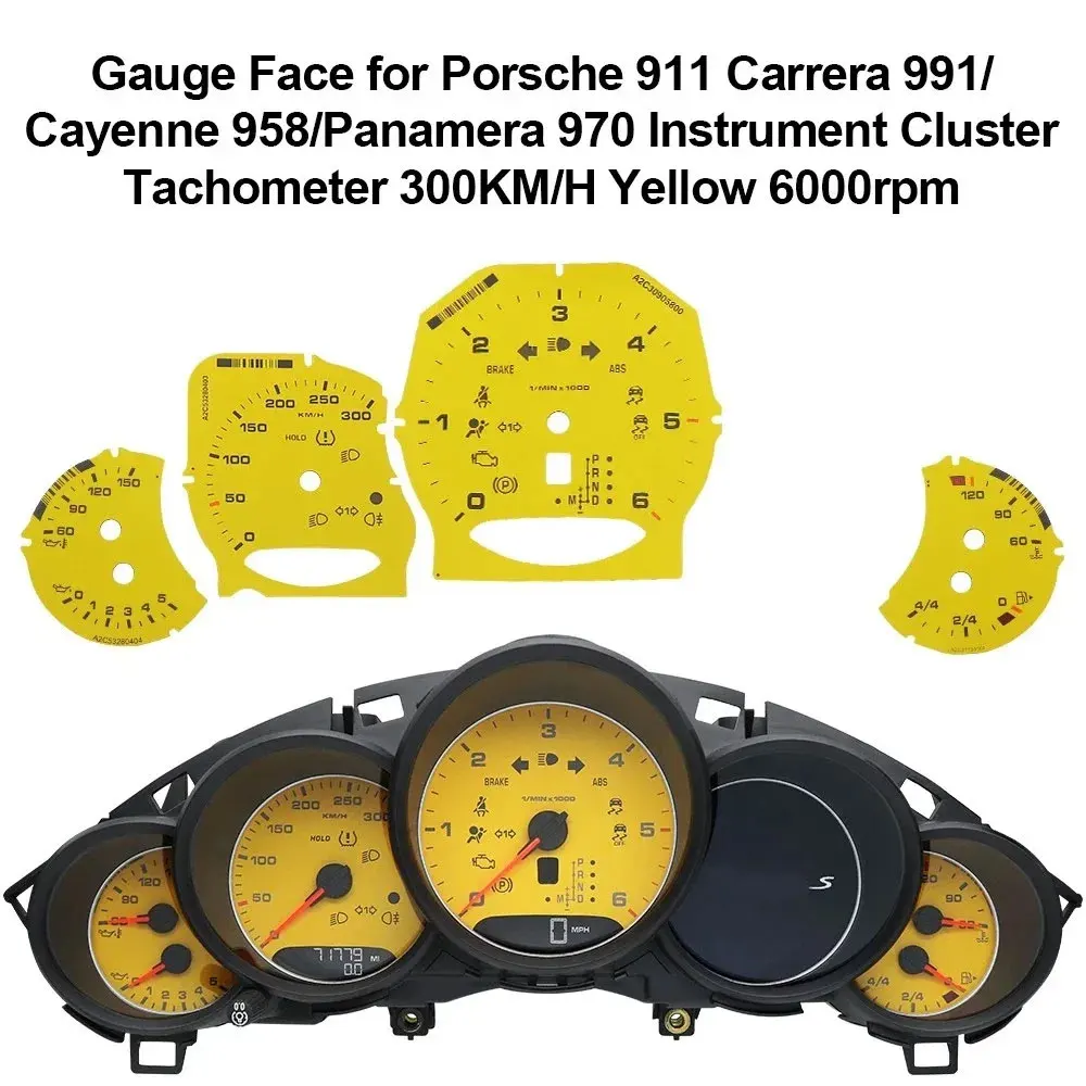 Anzeigeflächen-Overlay für Porsche 911 Carrera 991 / Cayenne 958 / Panamera 970 Instrumentencluster 250 km/h 300 km/h 6000 U/min 8000 U/min – Detail 8