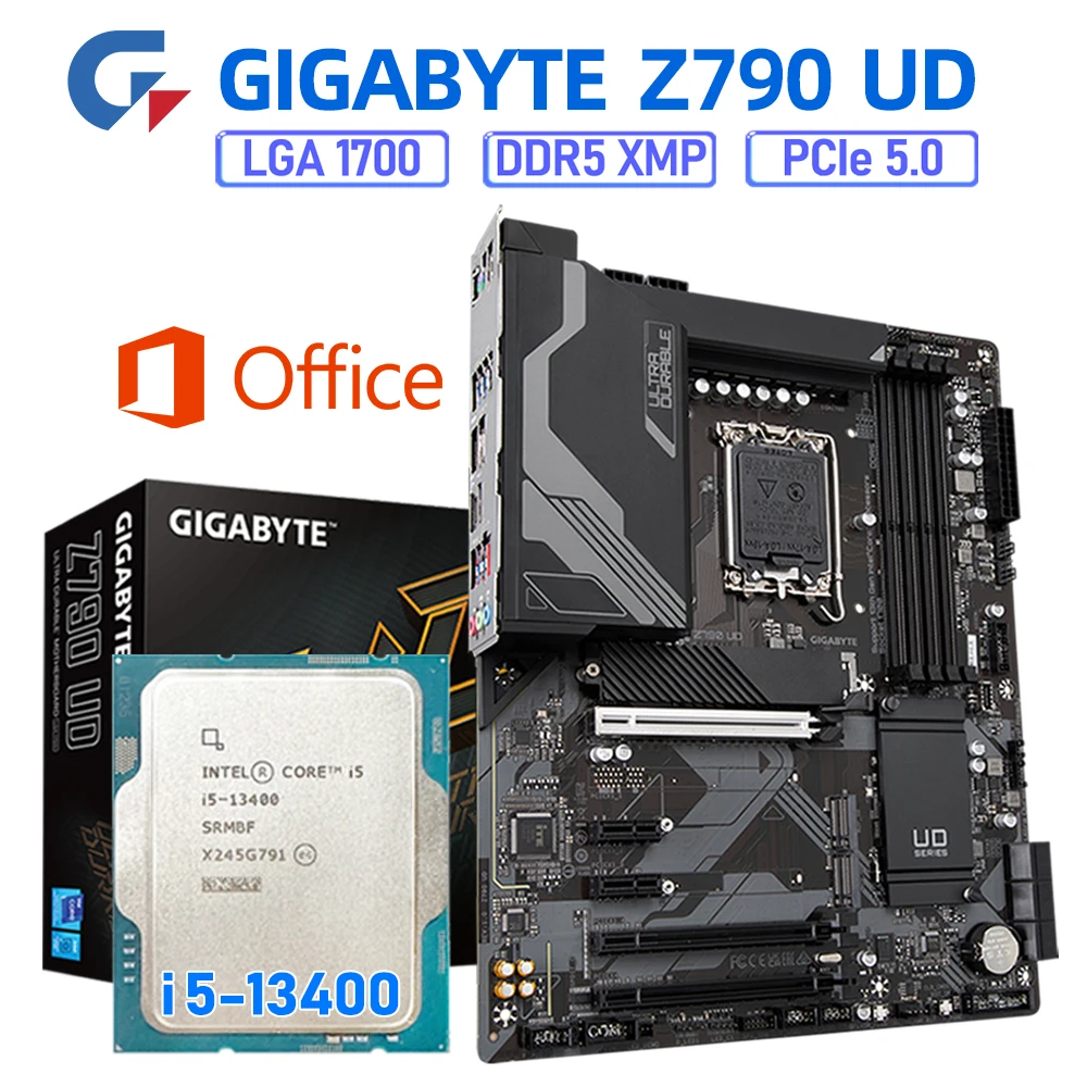 

GIGABYTE DDR5 Z790 Motherboard Kit Intel Core 13400 CPU LGA 1700 13th Gen Desktop Processor 128G ATX PCIe 5.0 2.5GBE LAN 7600+OC