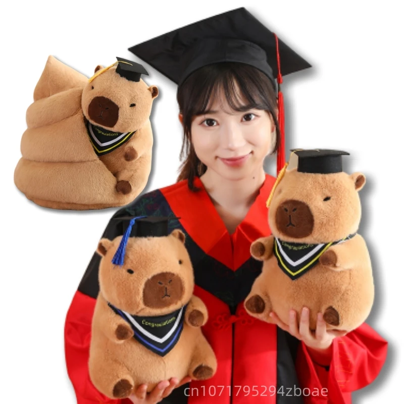 30/40cm Creative Capybara Plush Doll Kawaii Graduation Poop Capybara Combination Plush Toys Home Decor For Students Gifts