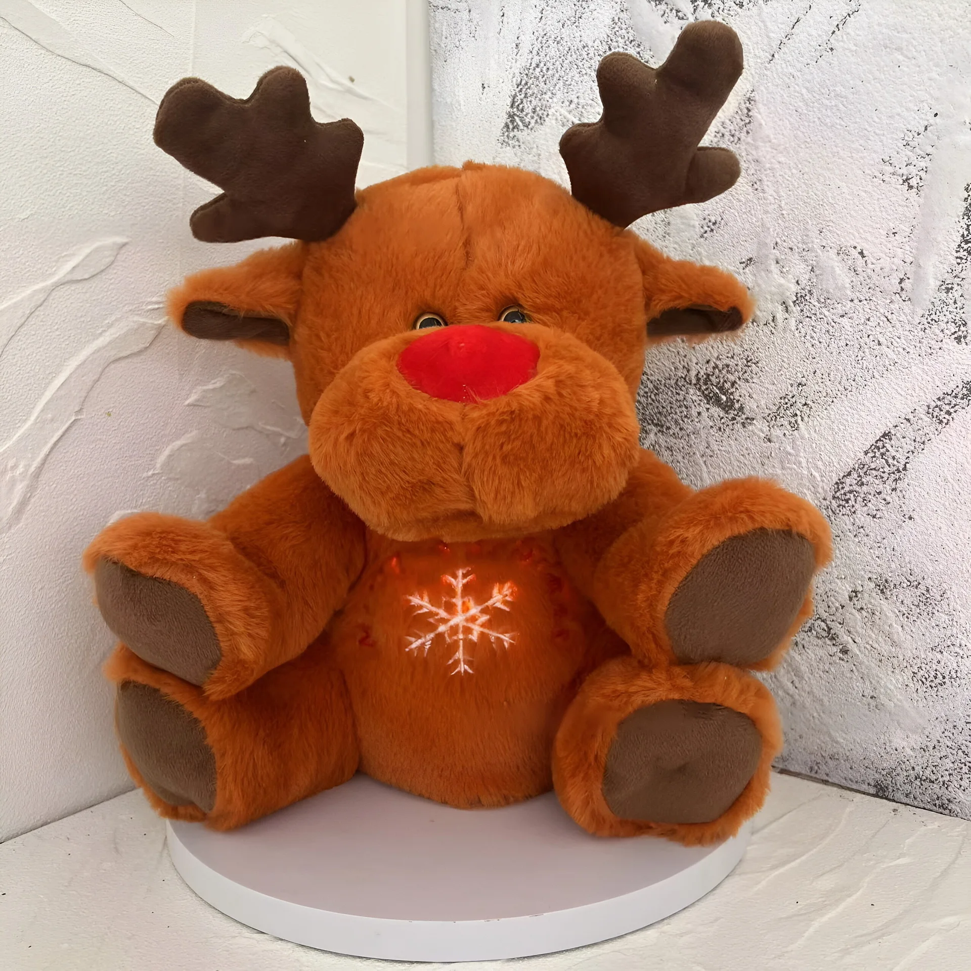 Breathing Light Series Plush Toy Gear 4 Light Cute Christmas Reindeer Doll, Animated Reindeer Doll, Kids' Christmas Gift Toy