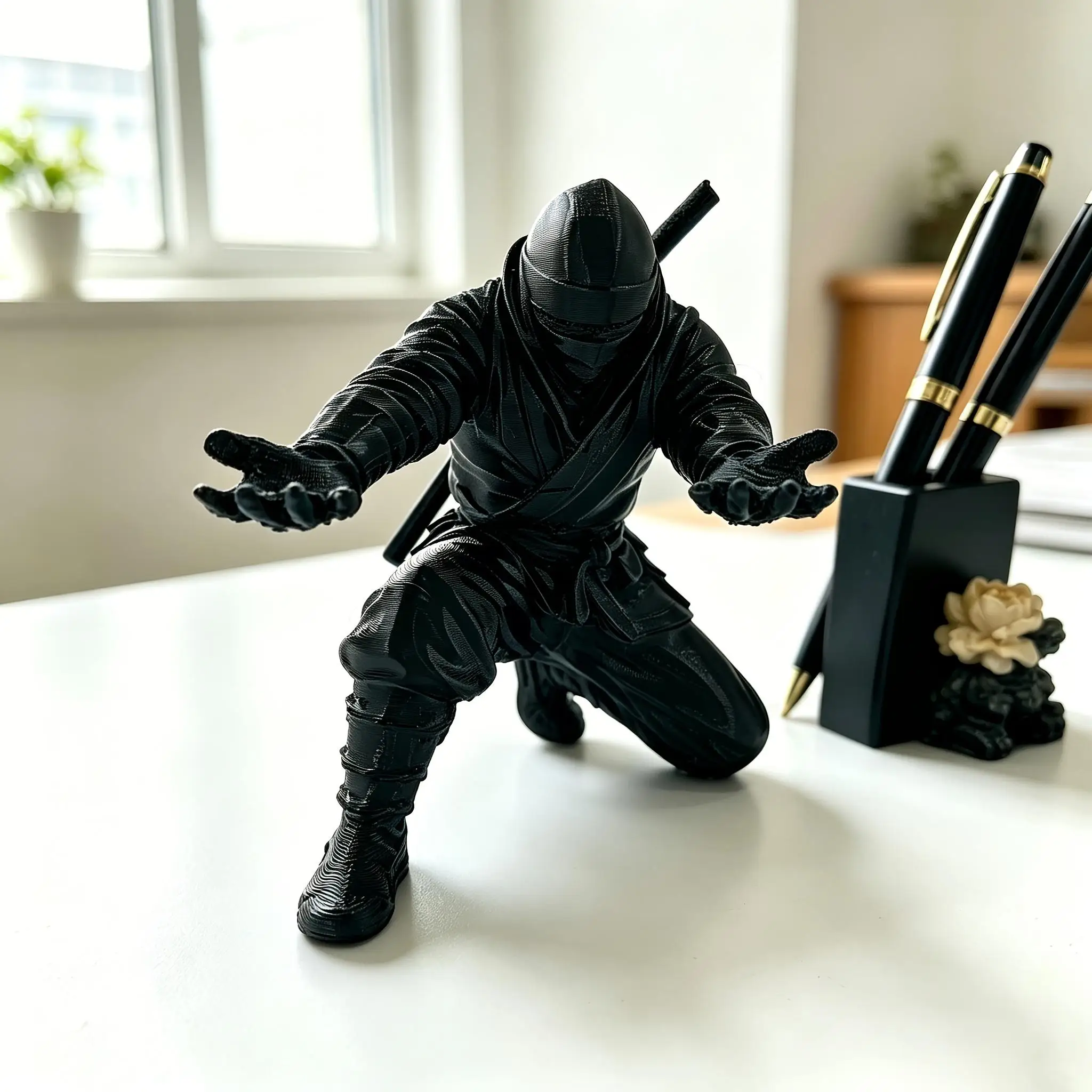 3D printed pen holder Ninja-shaped exquisite toy ornament Exquisite desktop ornament for office Also a desk decoration for boys