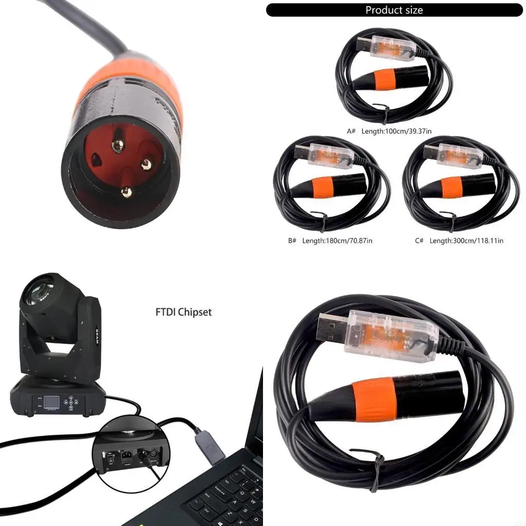 J78A USB to RS485 DMX512 Converter Cable 3Pin Serialed Cord for Stage Lighting