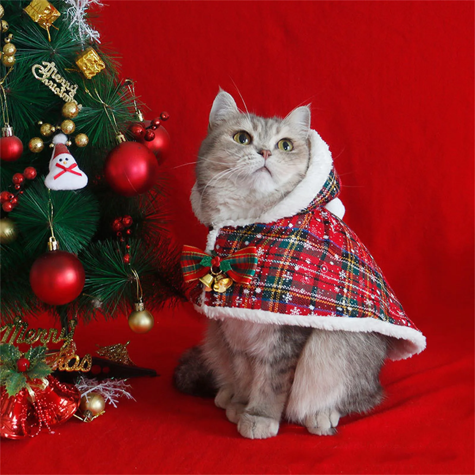 Pet Christmas Cloak Transformed Cat Cape Dress Up Clothes Cozy Hooded Dogs Capes Party