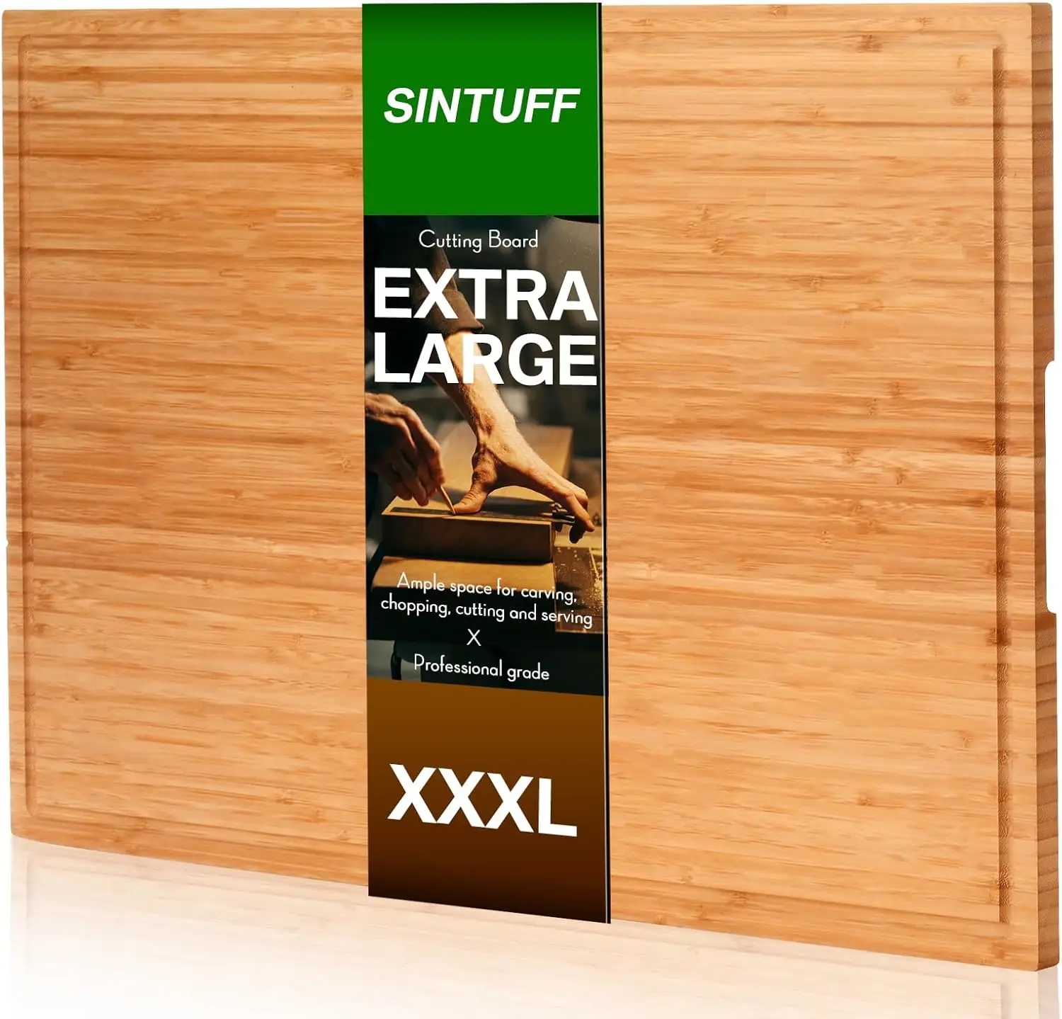 

30 x 20'' Extra Large Bamboo Cutting Board Stove Top Cover Cutting Board with Juice Groove and Handle Over the Sink XXXL