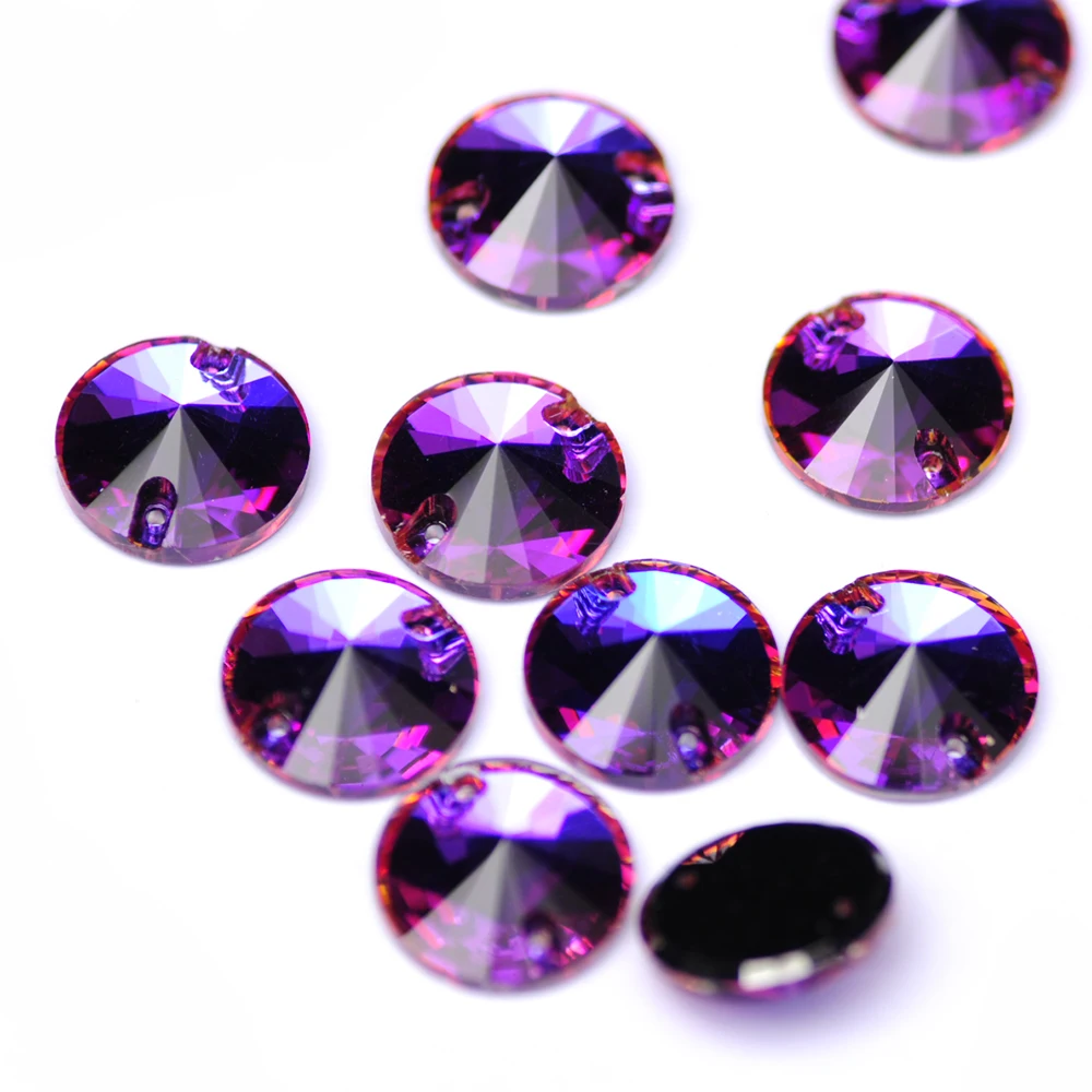 Heliotrop-Flachrücken-Nähsteine, Glaskristall-Aufnähsteine, Glitzerkristallperlen für Kleidung, Schuhe, Taschen – Detail 2