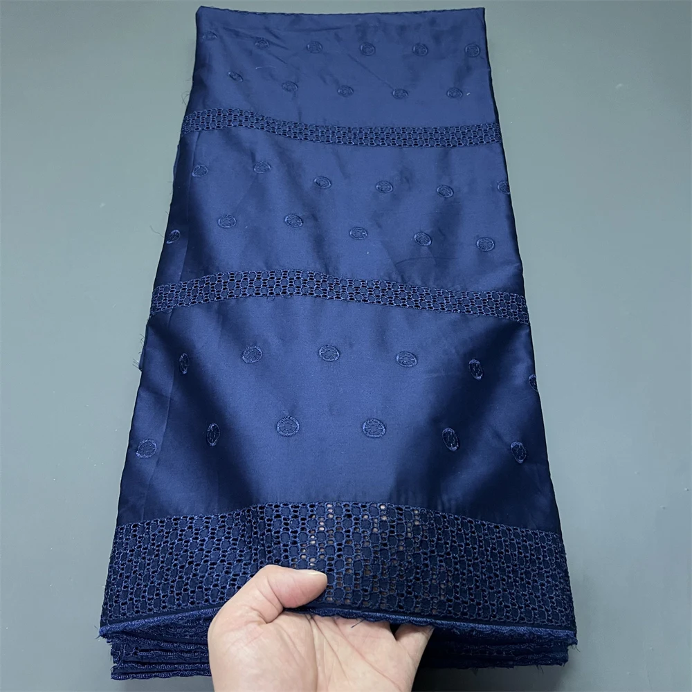 

2025 африканский нигерийский тюль, кружевная ткань для шитья платья, высокое качество, дамасский хлопок, чистая вышивка, свадебная вечеринка, 5 ярдов hz1400